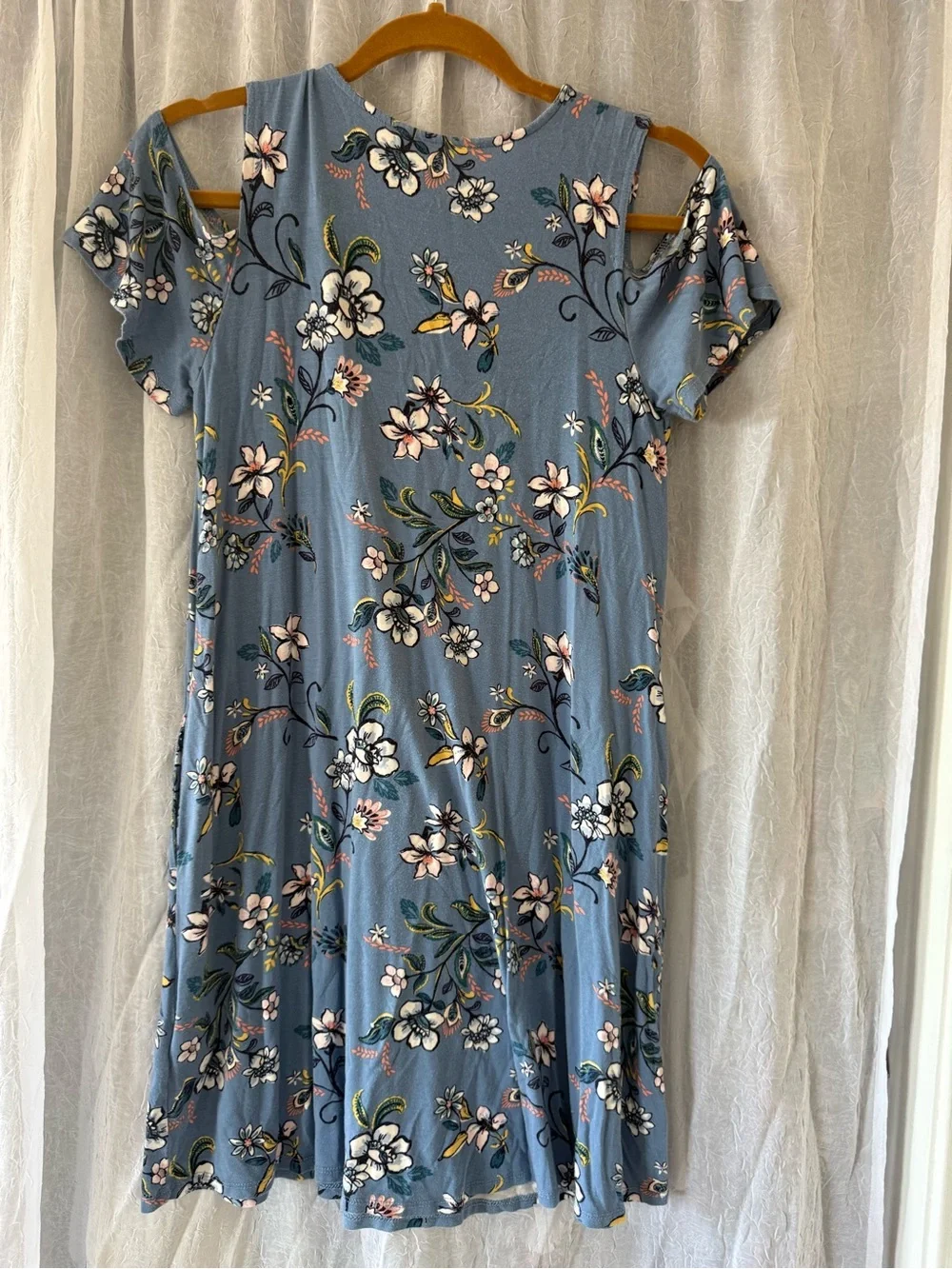 Nomad Blue Floral Tee with Yellow and Green Accents